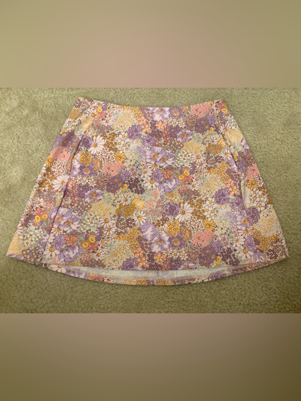 Altar'd State Floral A-Line Mini Skirt in Lavender, Pink, Yellow